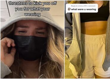 Azafata amenaza a tiktoker con expulsarla de vuelo en EU por su ropa