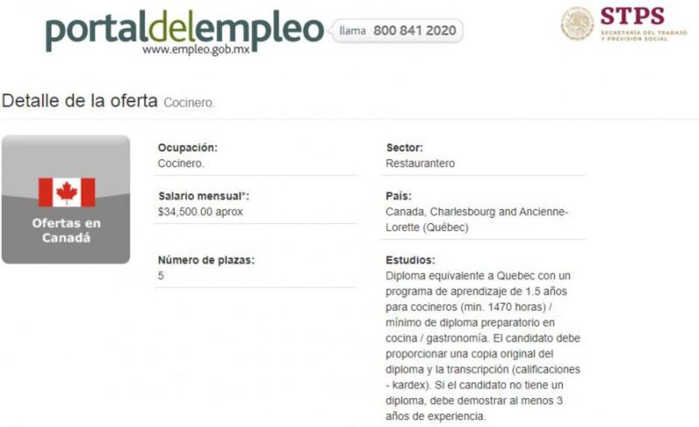 Canadá dará trabajo a cocineros mexicanos; pagan $34,500