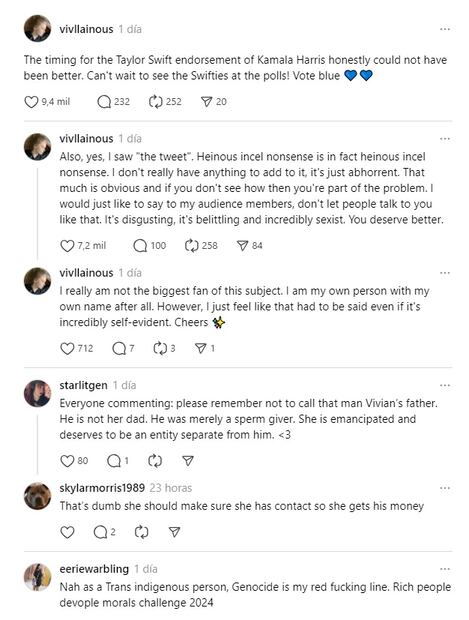 Hija trans de Elon Musk lo critica por “ofrecerle” un hijo a Taylor Swift: “es repugnante y sexista”. Foto: Threads