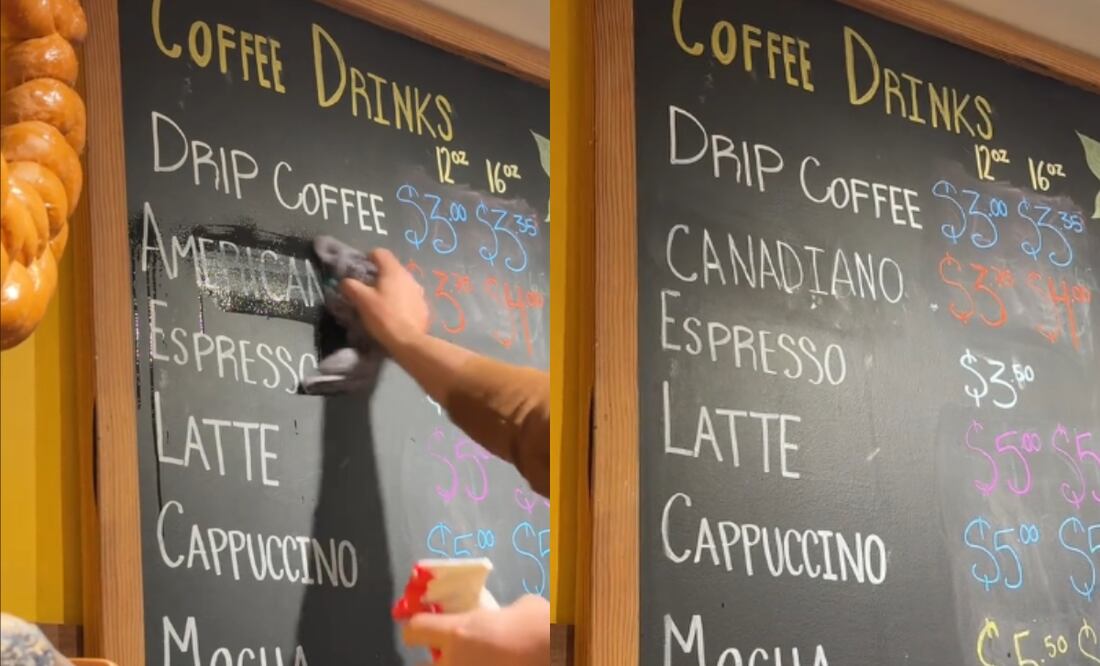 Restaurantes de Canadá borran de su menú el café americano tras aranceles de Trump; ahora se llamará ‘café canadiano’. Foto: Tomada de TikTok @duncan.garage