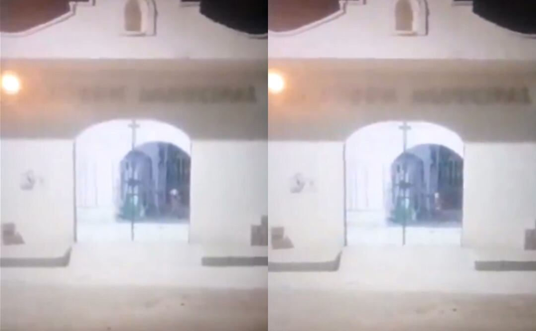 ¡Qué miedo! Captan a niña jugando a media noche en panteón de Puebla. Foto: Captura X