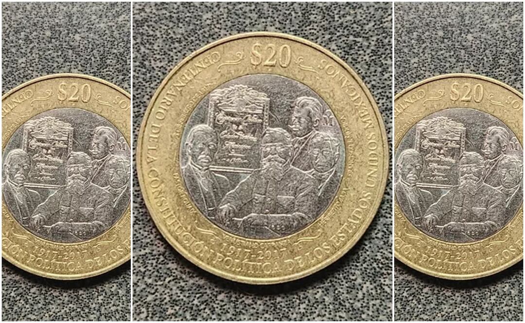 Piden $2.5 millones de pesos por esta moneda conmemorativa de la Constitución mexicana de $20. Foto: Mercado Libre