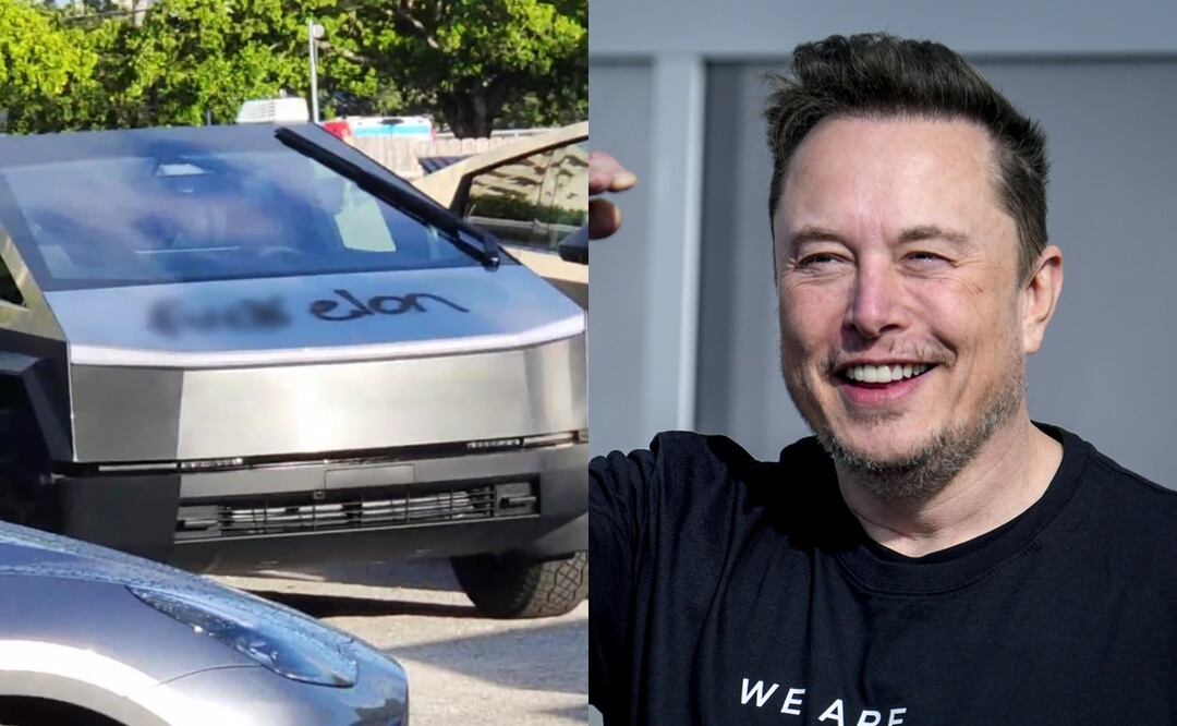 Vandalizan decenas de Tesla Cybertrucks con mensajes contra Elon Musk en Florida. Foto: 
Yasser Rabello/Instagram/AP/Ebrahim Norooz