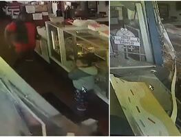 Hombre salva a su hijo de morir atropellado por auto que chocó en tienda