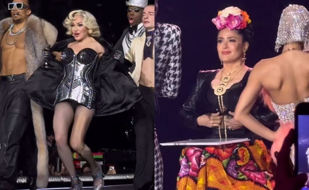 Salma Hayek y Madonna comparten escenario en concierto de CDMX; ‘’viva México, cab…’’, dicen. Foto: marcolomeeli/Instagram