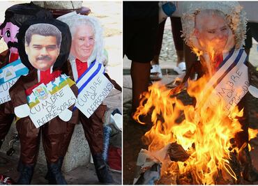 Migrantes queman piñatas de presidentes en protesta contra cumbre migratoria en Chiapas