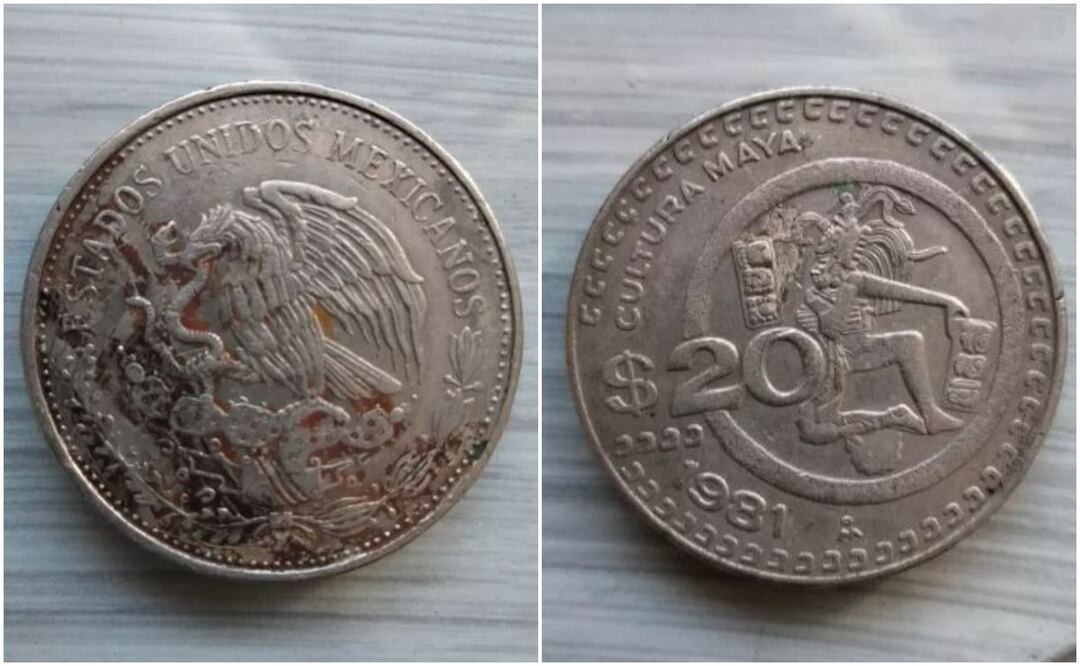 Moneda de $20 pesos de la cultura maya. Foto: Captura / Mercado Libre