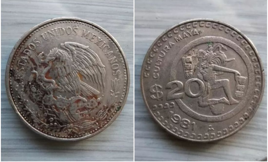 Moneda de $20 pesos de la cultura maya. Foto: Captura / Mercado Libre
