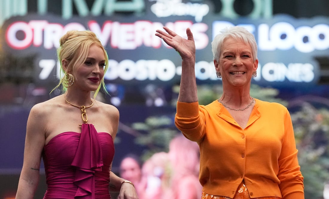 Lindsay Lohan y Jamie Lee Curtis  presentan en CDMX la nueva Un Viernes de Locos: “Fans mexicanos, los más fieles del mundo”. (AP Photo/Marco Ugarte)