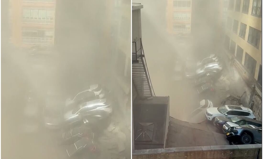 Se derrumba estacionamiento en Manhattan; prevén varios heridos. Foto tomada de twitter