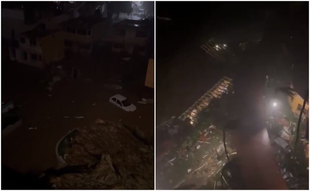 Huéspedes capturan momento en que Otis golpea Acapulco; inundaciones y destrozos. Fotos tomada de videos de Twitter