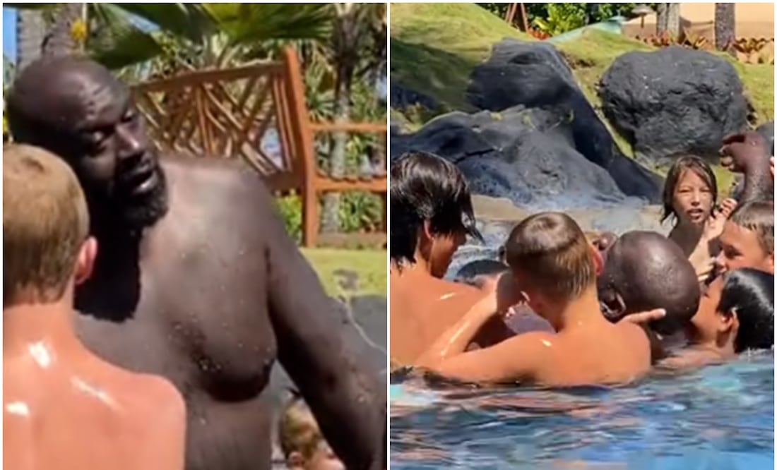 Niños ‘rescatan’ a la leyenda de la NBA, Shaquille O’Neal, de ahogarse en atracción de Hawái. Foto: TikTok