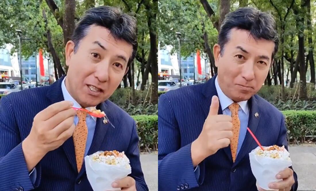 Embajador de Japón prueba comida callejera en CDMX; así reaccionó a los esquites. Foto: Noriteru Fukushima/X