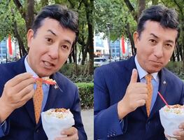Embajador de Japón prueba comida callejera en CDMX; así reaccionó a los esquites