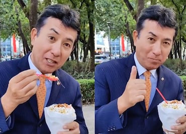 Embajador de Japón prueba comida callejera en CDMX; así reaccionó a los esquites