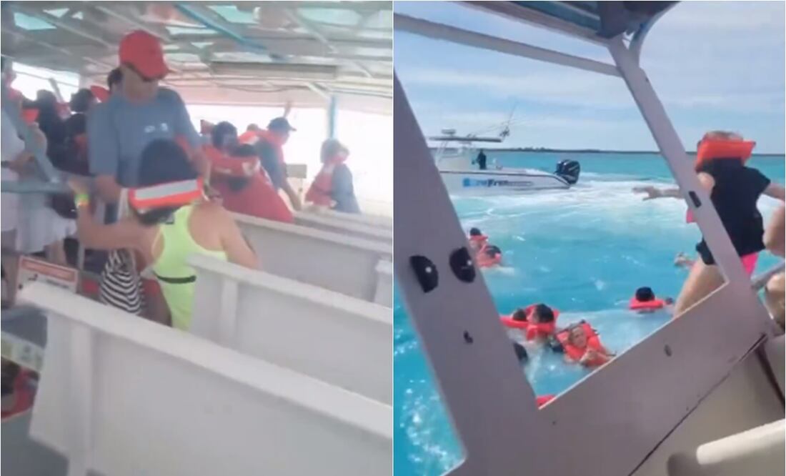 Una barco en Blue Lagoon de Bahamas se hundió con 100 pasajeros; una anciana murió. Foto: Twitter