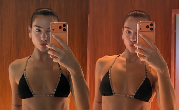 Dua Lipa deslumbra en Nueva York con top brillante y joyas Bvlgari junto a Callum Turner