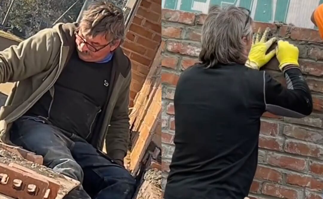 Captan a estadounidense aprendiendo albañilería en medio de las deportaciones de trabajadores migrantes. Foto: TikTok