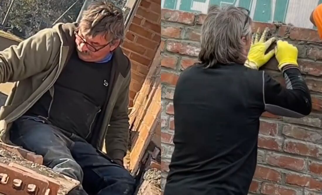 Captan a estadounidense aprendiendo albañilería en medio de las deportaciones de trabajadores migrantes. Foto: TikTok