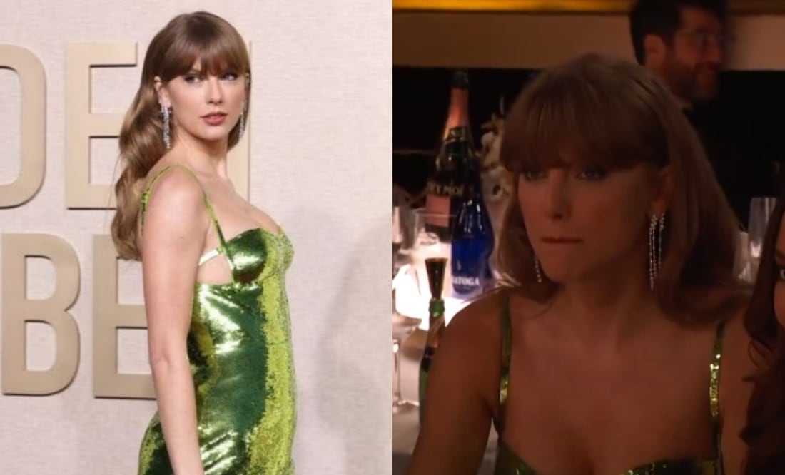 Taylor Swift acudió este domingo a los  Golden Globes 2024. Fotos: AFP y tomada de video