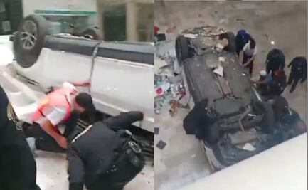 Auto vuela y cae desde estacionamiento en Plaza Lilas. VIDEOS