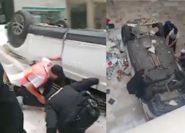 Auto vuela y cae desde estacionamiento en Plaza Lilas. VIDEOS