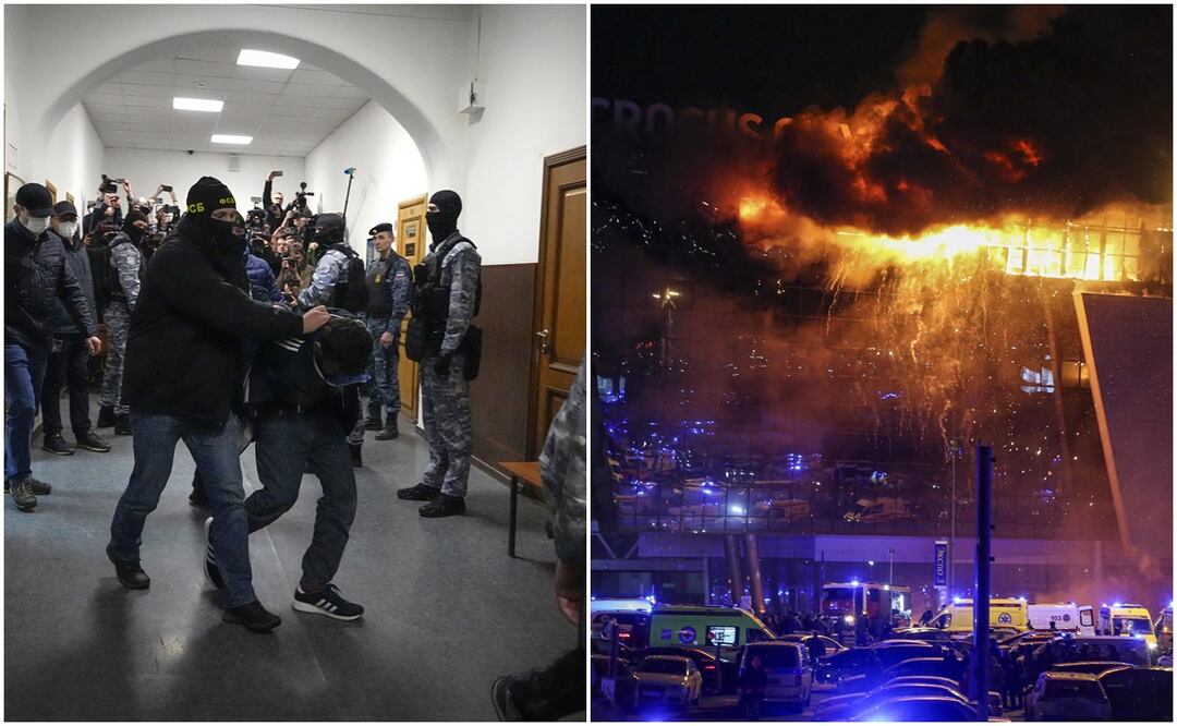 Decretan prisión preventiva de dos meses para sospechosos del ataque terrorista en Rusia. Foto: AP/EFE