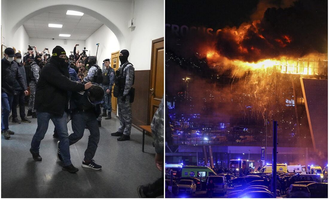 Decretan prisión preventiva de dos meses para sospechosos del ataque terrorista en Rusia. Foto: AP/EFE