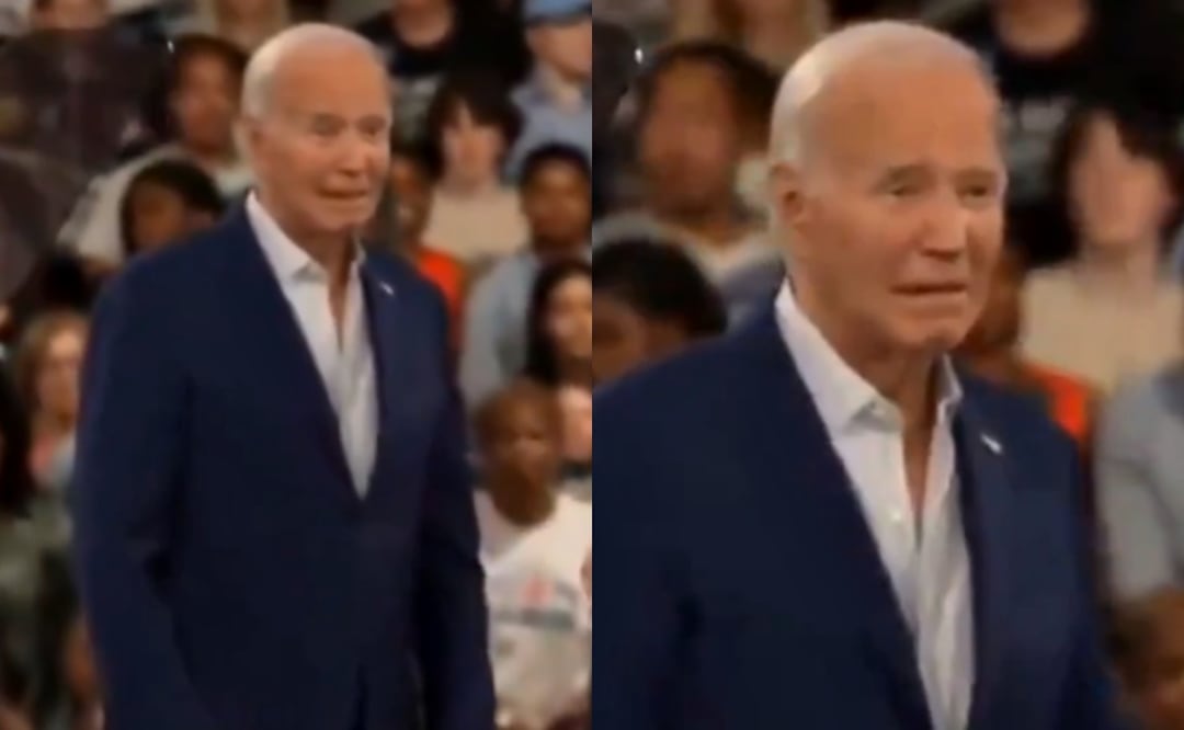 Joe Biden se vuelve a quedar “congelado”, ahora durante discurso de Jill Biden. Foto: Captura X