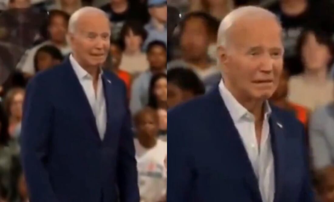 Joe Biden se vuelve a quedar “congelado”, ahora durante discurso de Jill Biden. Foto: Captura X