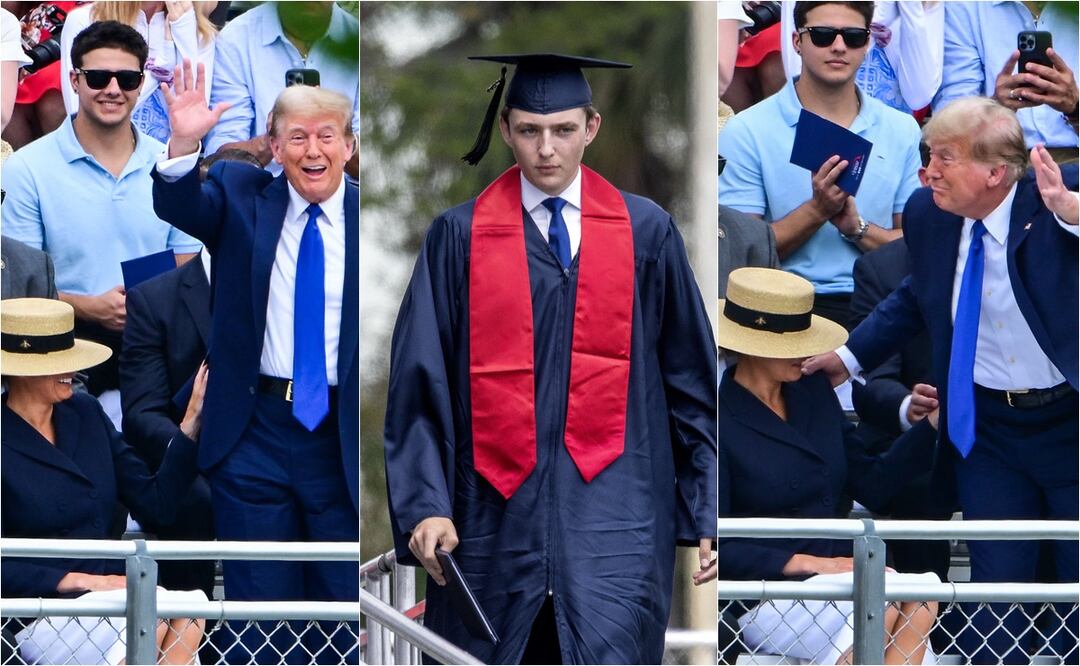 Trump asiste a la graduación de su hijo Barron en medio de su juicio en NY. Fotos: agencias