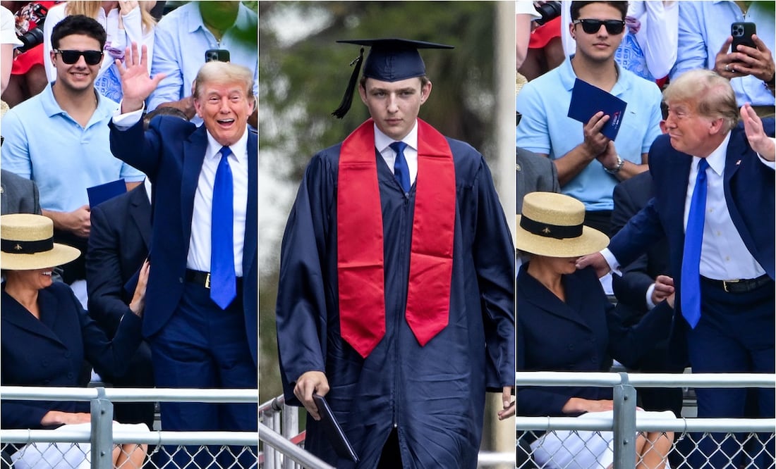 Trump asiste a la graduación de su hijo Barron en medio de su juicio en NY. Fotos: agencias