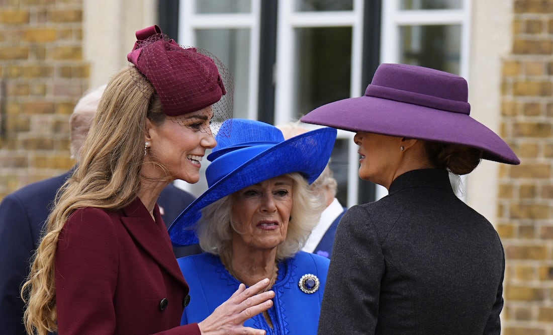 Reina Camila furiosa con Kate Middleton por “eclipsarla” durante visita de Donald Trump a Windsor. Foto: AP