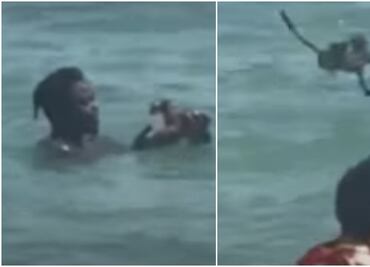 Video. Captan a pareja torturando y aventando al mar a gatito en Florida