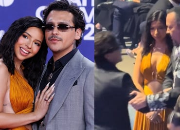 ¿Se enojó? Circula video de Ángela Aguilar ‘molesta’ luego de que Nodal no la mencionara en su discurso de los Latin Grammys