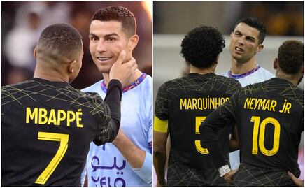 Con mejilla magullada, Cristiano Ronaldo anota contra el PSG de Messi en Arabia Saudí