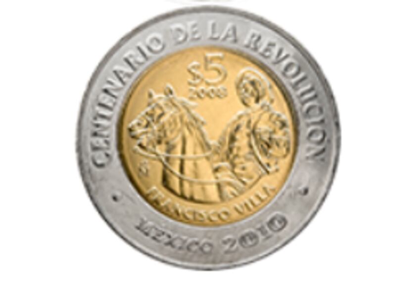 Moneda conmemorativa de la Revolución Mexicana de Francisco Villa de $5 pesos. Foto: Banxico
