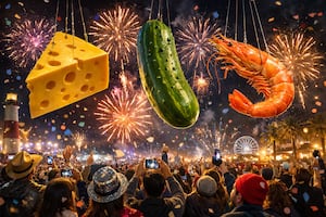 No todo es Times Square: así celebran el Año Nuevo 2026 con caídas de queso, pepinillos y camarones en EU