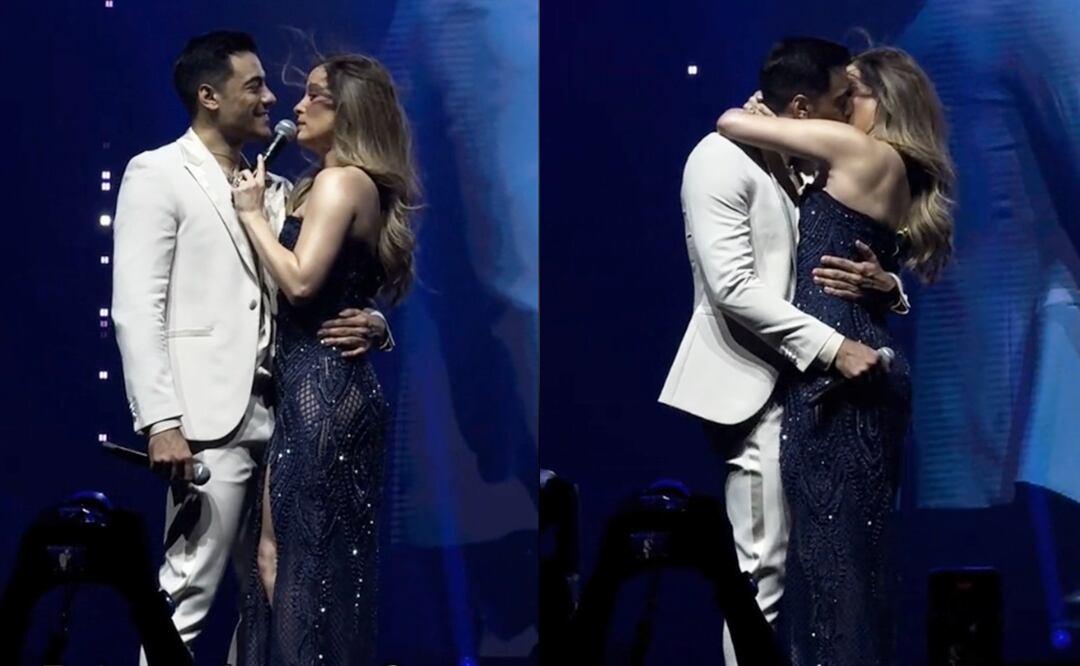 Carlos Rivera y Cynthia Rodríguez cantan juntos por primera vez y apagan rumores con romántico beso. Foto: Captura TikTok