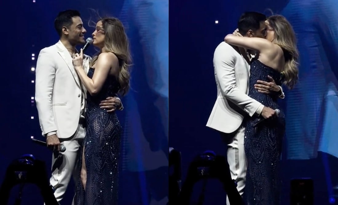 Carlos Rivera y Cynthia Rodríguez cantan juntos por primera vez y apagan rumores con romántico beso. Foto: Captura TikTok