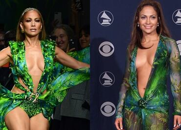Jennifer Lopez revive su icónico vestido verde Versace en Milán