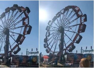 Video. Turistas quedan atrapados boca abajo en rueda de la fortuna en Florida