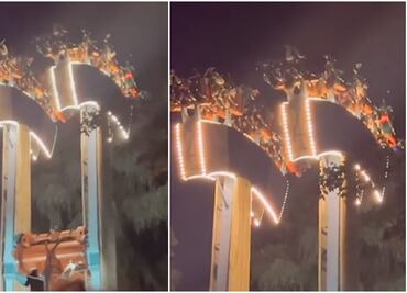 Pasajeros viven una pesadilla cuando juego mecánico los deja 30 minutos de cabeza