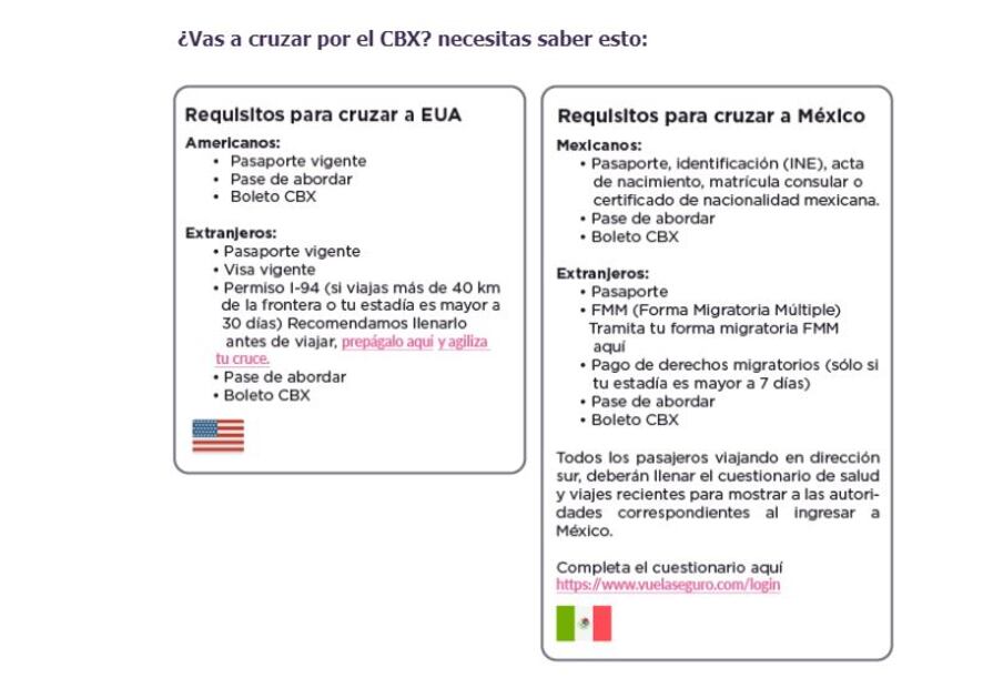 Requisitos para cruzar la frontera México-USA por el Cross Border Xpress