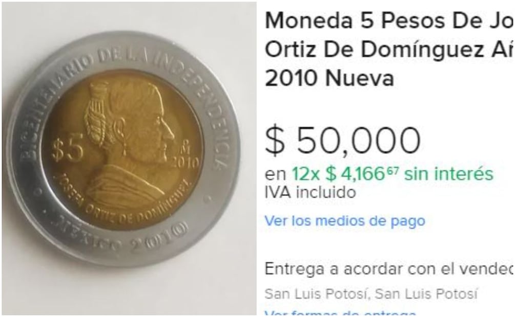 Moneda conmemorativa del Bicentenario de la Independencia. Foto: Captura / MercadoLibre