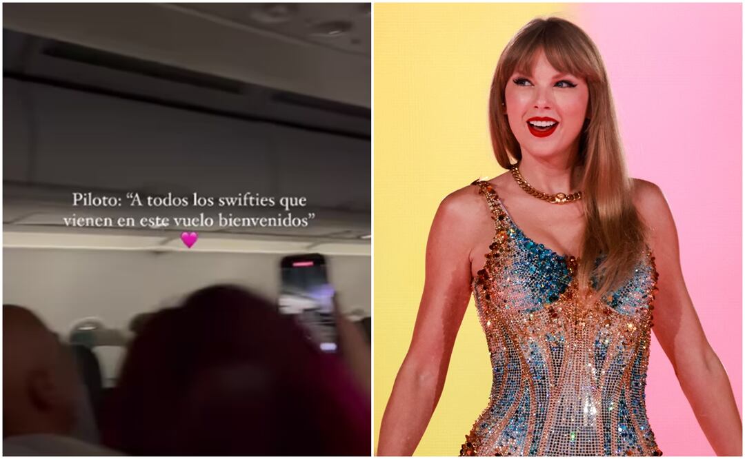 Taylor Swift en México. Volaris y Viva Aerobús reciben a swifties con canciones antes de aterrizar. Foto: TikTok/AFP