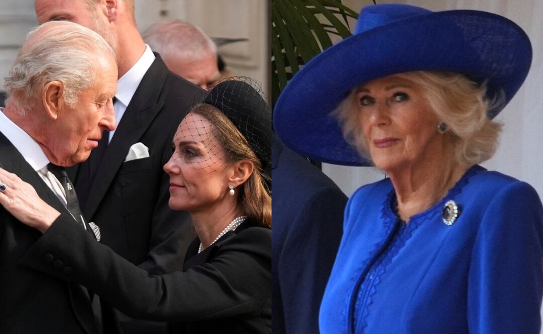 Rey Carlos III ve a Kate Middleton como ‘la hija que nunca tuvo’, pero Camila asegura que la princesa no merece ser reina. Foto: (AP Photo/Joanna Chan) / (AP Photo/Evan Vucci)