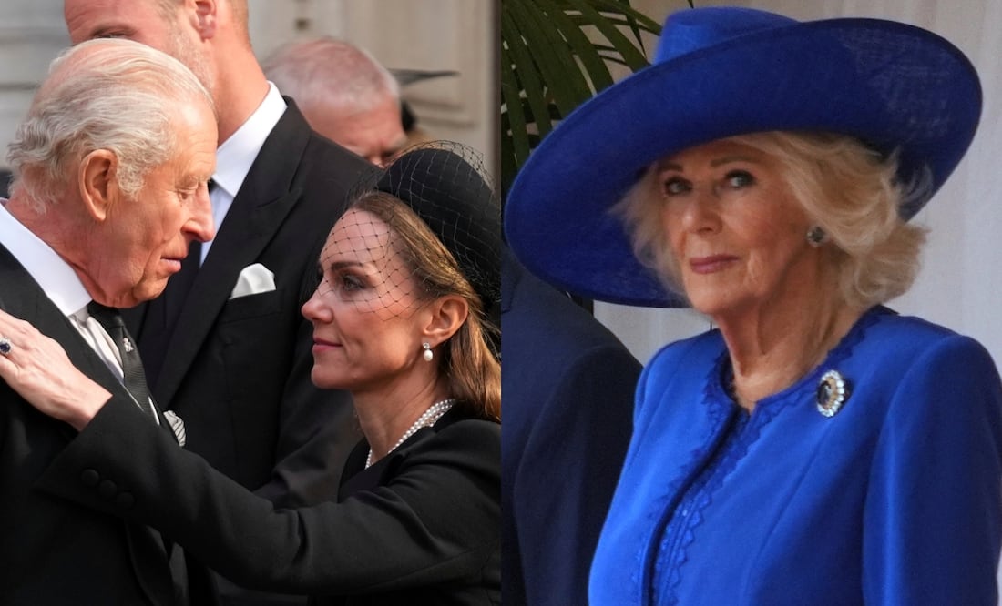 Rey Carlos III ve a Kate Middleton como ‘la hija que nunca tuvo’, pero Camila asegura que la princesa no merece ser reina. Foto: (AP Photo/Joanna Chan) / (AP Photo/Evan Vucci)
