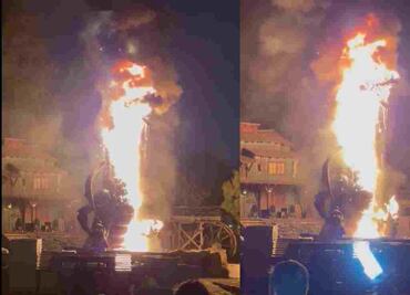 Video. Dragón se incendia en pleno show de Disneyland, en California