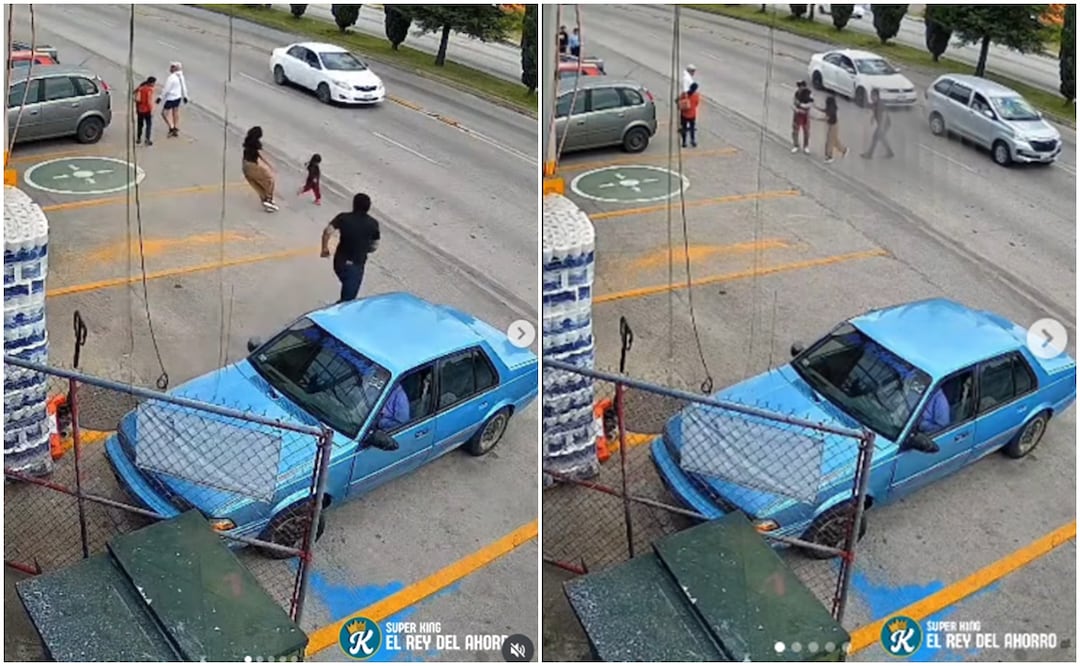 VIDEO: Gerente de supermercado corre al tráfico y salva a una niña de ser atropellada en Puebla. Crédito: Super King | El rey del ahorro vía Storyful